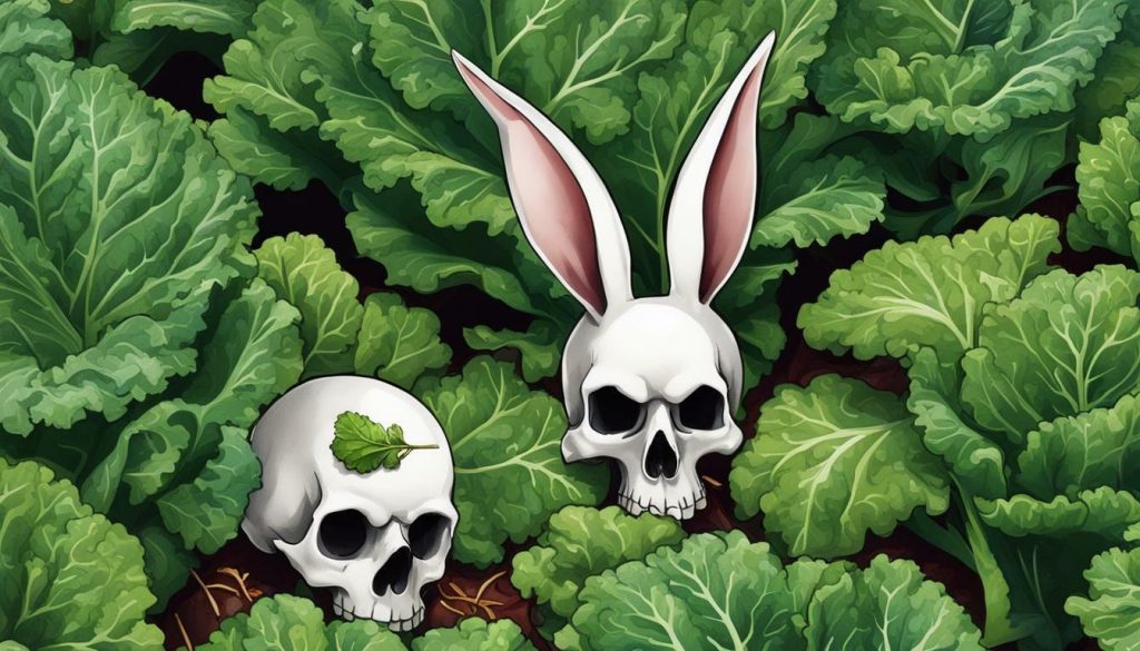 Feeding kale to rabbits